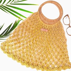 Bayo retro boho summer beach bag tote ring